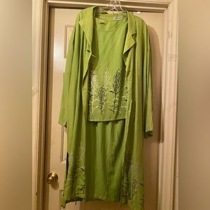 4 piece pant set with duster jacket, tank top, pants and scarf .NWOT